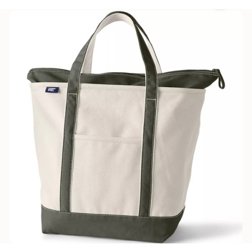 Large 5 Pocket Zip Top Canvas Tote Bag | Lands' End