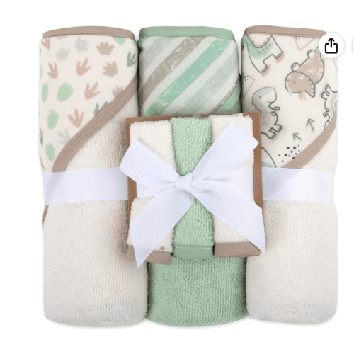 Baby Hooded Towels Set (Dinosaurs & Stripes)