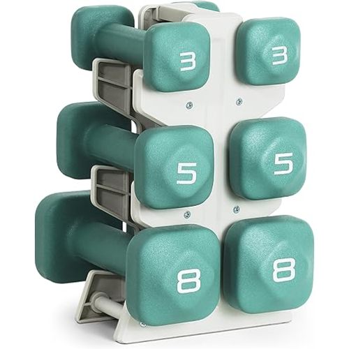 Tone Fitness Neoprene Dumbbell Set with Storage Rack – Non-Slip, Anti-Roll Hand Weights for Home Gym Workouts | 20 lb, 32 lb, 50 lb, 60 lb & 100 lb Options