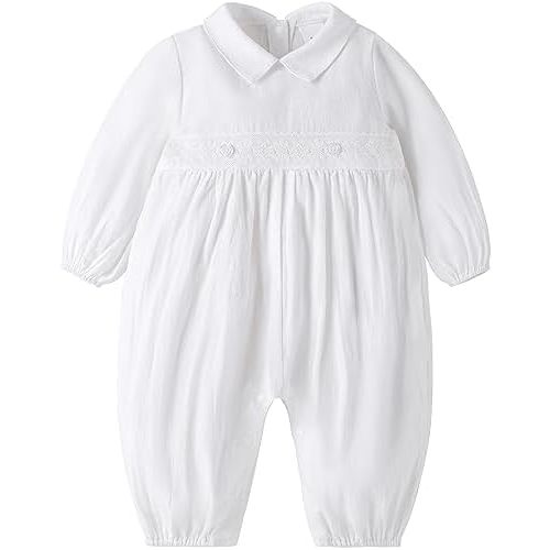Booulfi Baptism Christening Outfits for Boys Easter White Romper Baby Romper Church Newborn Clothes