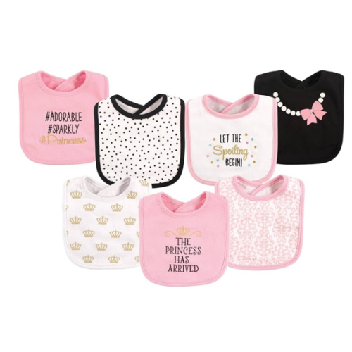 Hudson Baby Unisex Baby Cotton Bibs, Princess, One Size