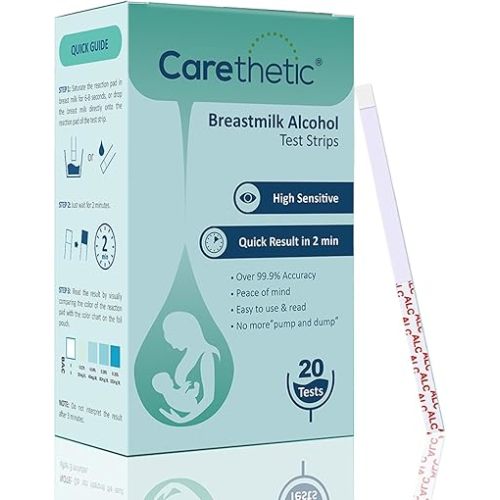 Carethetic Alcohol Test Strips for Breastmilk, High Sensitivity for Alcohol Detection with Accurate Results at Home - Individually Sealed Pack, Quick Result in 2 Min (20-Pack)