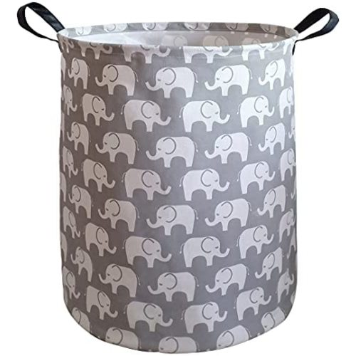 KUNRO Large Sized Storage Basket Waterproof Coating Organizer Bin Laundry Hamper for Nursery Clothes Toys (Elephant)