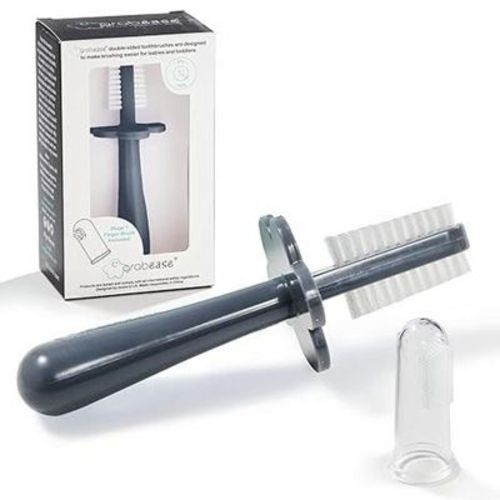 Grabease Double Sided Toothbrush, Training & Finger Toothbrush, First Toothbrush for Baby & Toddler, 1 Pack