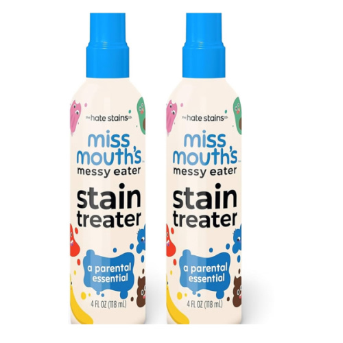 Miss Mouth's Messy Eater Stain Treater Spray - 4oz 2 Pack Stain Remover - Newborn & Baby Essentials - No Dry Cleaning Food, Grease, Coffee Off Laundry, Underwear, Fabric