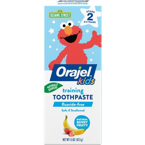 Orajel Kids Elmo Training Toothpaste Fluoride-Free; #1 Pediatrician Recommended Fluoride-Free Toothpaste*, 1.5oz Tube