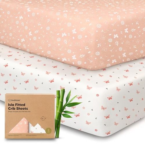 KeaBabies 2-Pack Baby Crib Sheets for Boys, Girls - 52x28 Viscose Derived from Bamboo Toddler Bed Sheets Neutral, Fitted Crib Mattress Cover for Standard Baby Bedding, Soft & Cozy (Butterflies)