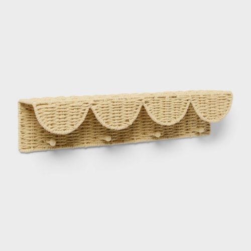 Woven Scalloped Kids' Wall Shelf with Hooks - Pillowfort™