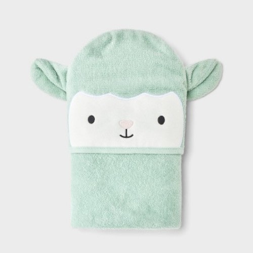 Baby hooded Bath Towel - Cloud Island™ white/Green lamb