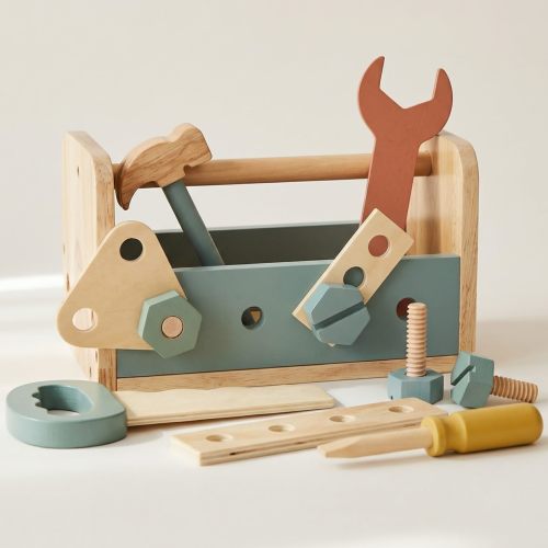 Amazon.com: Durable Wooden Tool Set for Toddlers 2-5 - Montessori Tool Box with Hammer | 30+ Safe Pieces for Creative Play - Fun Christmas Toy Gift for Kids, a Great Kit for Boys and Girls Ages 2-5