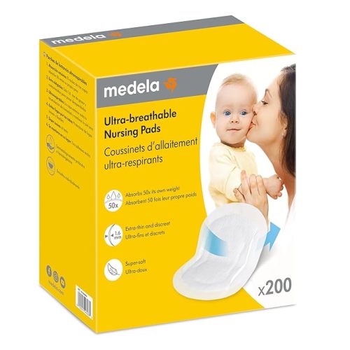 Medela Ultra-Breathable Nursing Pads, Highly Absorbent, Super Soft, Discreet Design for Comfortable Wear, Pack of 200