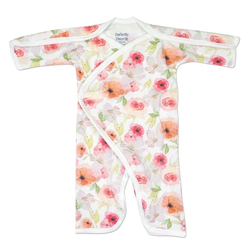 Perfectly Preemie Long-Sleeve Open-Shoulder Ultra Soft NICU Jumpsuit - Preemie (3-6lbs) & Newborn (5-8lbs)