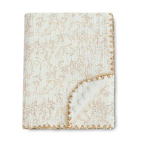 Gunnaicat Baby Swaddel Blanket Cotton Muslin Thick Bath Towel Dotted Backing Double Layer Receiving Blanket 40"x40" (Forest Rabbit)