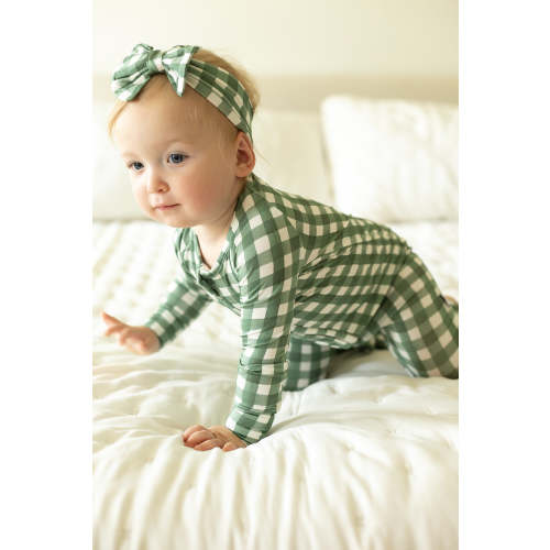 Green Gingham Double Zipper Bamboo Sleeper