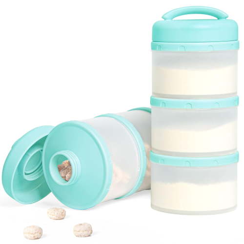 Stackable Formula Dispenser Portable Milk Powder Container, 2 Pack, Warm Grey