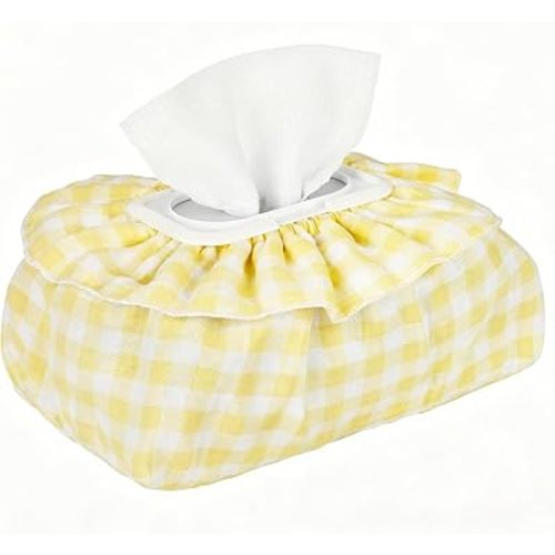 Baby Wipes Cover, Muslin Cotton Wipes Dispenser, Yellow