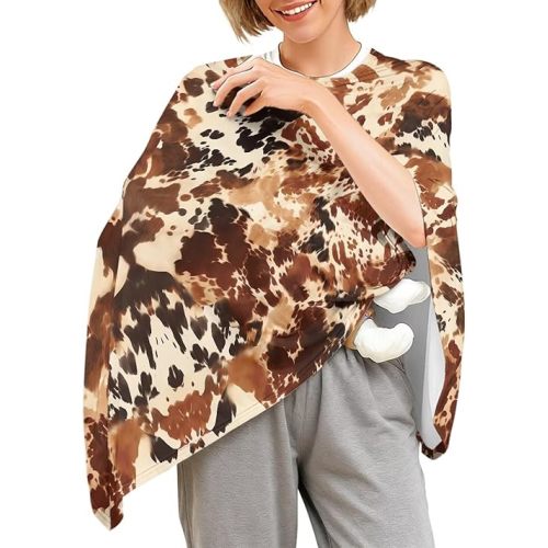 Breathable Privacy Nursing Covers for Breastfeeding Brown and White Leopard Lightweight Breastfeeding Cover Universal Fit Soft Newborn Essentials Must Haves Multi-Use Feeding Shawl