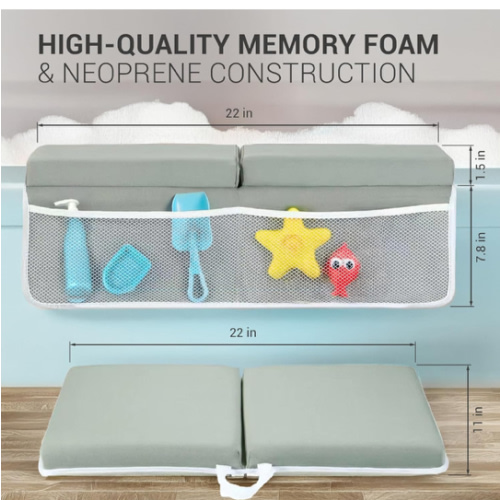 COLSEN Baby Bath Kneeler and Elbow Kneeling Rest Pad Set – Comfortable, 1.5” Thick, Painless, Non-Slip, Foldable Bathing Parent time Mat, with Toy Organizer for Babies and Toddler While Sitting Up