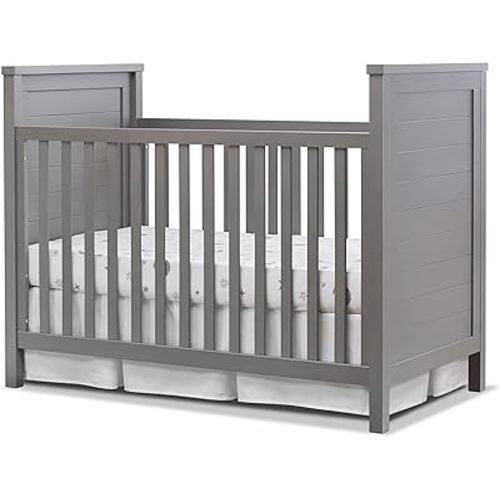 Sorelle Furniture Farmhouse Classic Crib 3-in-1 Convertible Crib, Made of Solid Pine Wood Non-Toxic Finish, Wooden Baby Bed, Toddler Bed and Child’s Daybed, Nursery Furniture-Weathered Gray