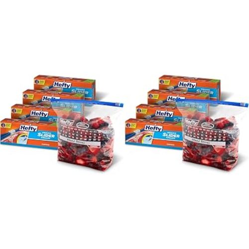 Hefty Calendar Slider Gallon Freezer Bags,1 Gallon Size Slider Bags with Stand and Fill Expandable Bottoms,Helps Prevent Freezer Burn,25 Count (Pack of 8)