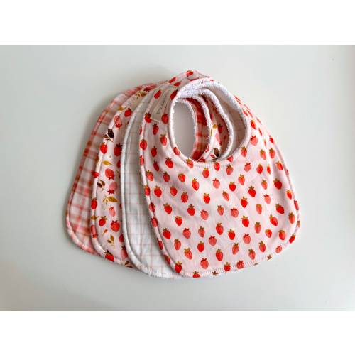 Strawberry Picnic Bib Set | Baby Bibs/Dribble Bibs | Individual Bibs | Baby Girl Bibs