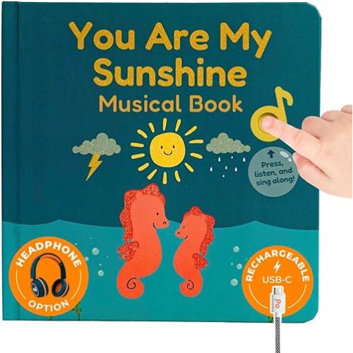 Cali's Books You Are My Sunshine Music Book Toddlers 1-3 Years Old - Nursery Rhymes Musical Book, Headphone Jack, Interactive Baby Sound Book, Singing Toy Children Girls Learning Song Toy Toddler Boys