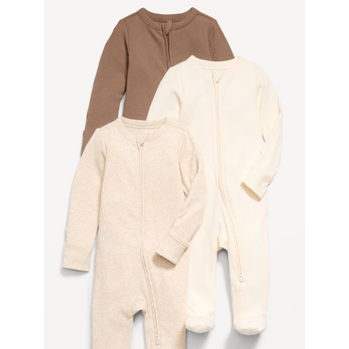 Ribbed 2-Way-Zip Sleep & Play Footed One-Piece 3-Pack for Baby