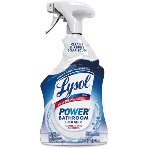 Lysol Power Foaming Bathroom Cleaner, Multipurpose Cleaner for Showers, Bathtubs, Sinks, Disinfectant Spray Kills 99.9% of Germs, Zero Bleach Cleaning Spray, 32 Oz.