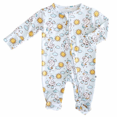 Silly Goose Zipper Footie | Blue