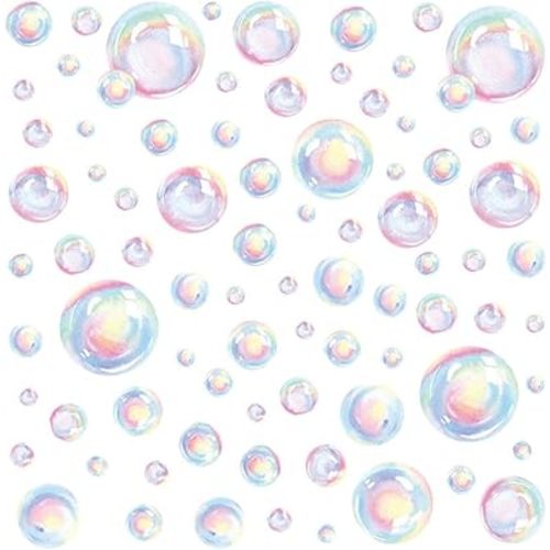 Uonlytech Bubble Wall Decal Stickers, Under The Sea Birthday Party Decor Colour Bubble Ocean Background Water Bath Decor for Mermaid Baby Shower