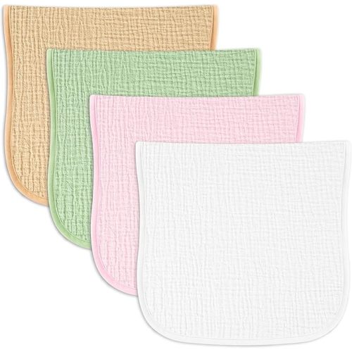 Baby Muslin Burp Cloths 20x10in - Ultra Soft & Absorbent, Neutral Colors, Reusable Burp Cloths for Baby Boys & Girls – Newborn Essentials for Drooling & Burping 4Pack(Macaron)