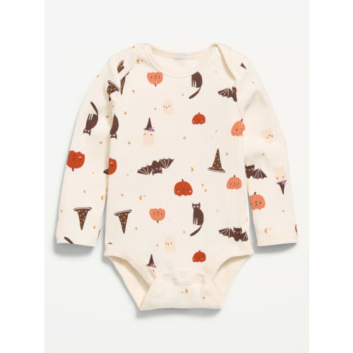 Printed Long-Sleeve Ribbed Bodysuit for Baby