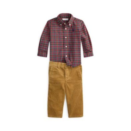 Baby Boys' Plaid Cotton Shirt and Corduroy Pants, 2-Piece Set