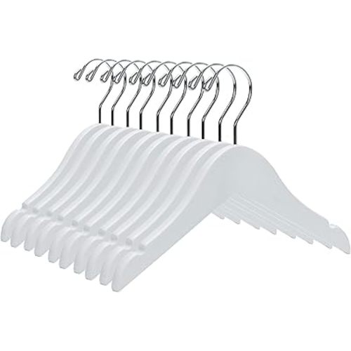 Quality Wooden Baby Hangers | 20 Pack | 10' Infant Hangers with 360-Degree Swivel Hook & Notched Shoulders | Heavy-Duty for Baby Clothes (White, 20)