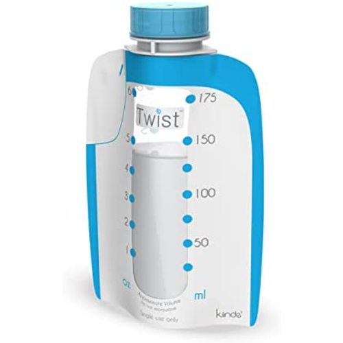 Kiinde Twist Pouch Direct-Pump Direct-Feed Twist Cap Breast Milk Storage Bags for Pumping, Freezing, Heating and Feeding, Pre-Sterilized, 6 Ounce, pack of 80