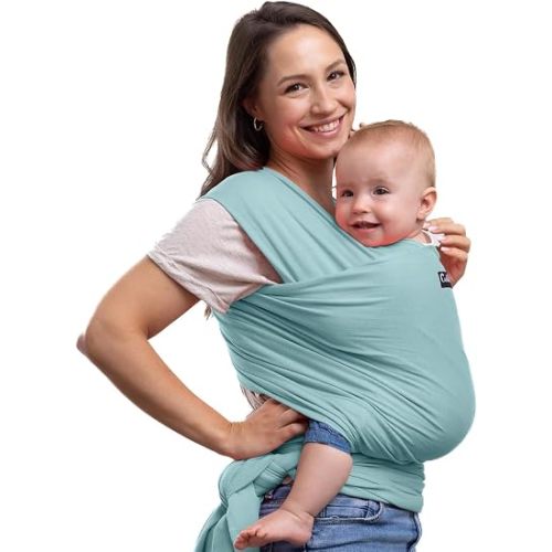 Cuddlebug Baby Wrap Carrier, Soft Stretchy Newborn Sling, 7-35 lbs, Mint