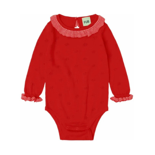 Merino wool ruffled bodysuit | Red