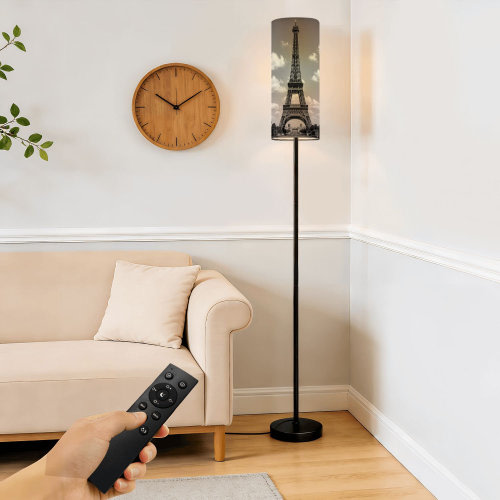 Red Barrel Studio® Floor Lamp Eiffel Tower black white effect Paris France Dimmable Modern Standing Lamp with Remote Control Footswitch Bulb Lampshade Tall Pole Corner Lamp for Living Room Bedroom Office | Wayfair
