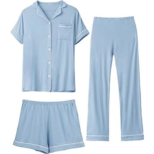 Rnxrbb 3 PCS Women Maternity Pajamas Set Nursing Postpartum Breastfeeding Pjs Sleepwear Lounger Clothes Button Down