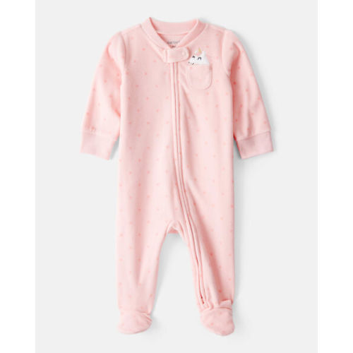 Baby Girl Unicorn Print Loose Fit Long-Sleeve Sleep & Play Pajamas - Pink - Carter's | Carter's