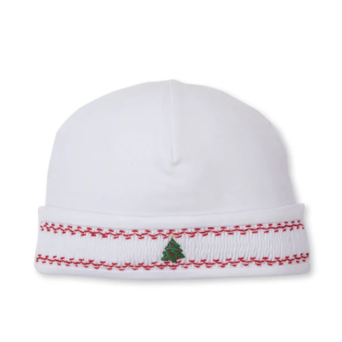 Holiday Medley 25 White Christmas Tree Hand Smocked Hat Size Newborn