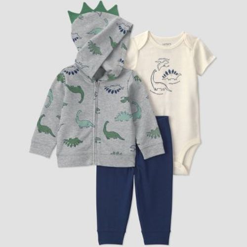 Carter's Just One You® Baby Boys' 3pc Short Sleeve Bodysuit, Pants and Hoodie Set - Gray 12M