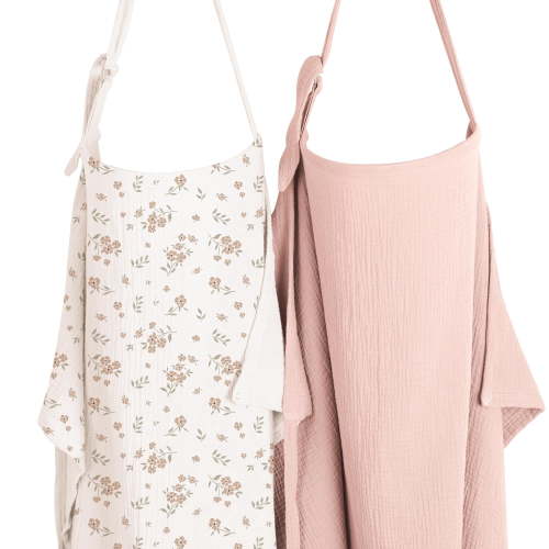 2 Pack Breast Feeding Covers for Women, Nursing Cover Up, Privacy Nursing Covers, Breathable 100% Cotton Nestling Baby Nursing Cover with Rigid Hoop
