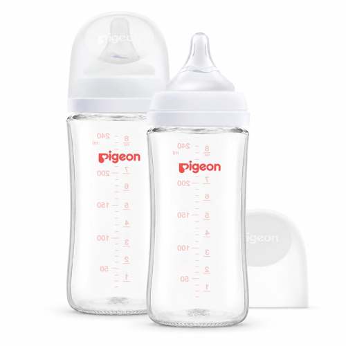 Glass Wide Neck Baby Bottle, 2Packs, 8.1 Oz(240 ml) for 3+ months