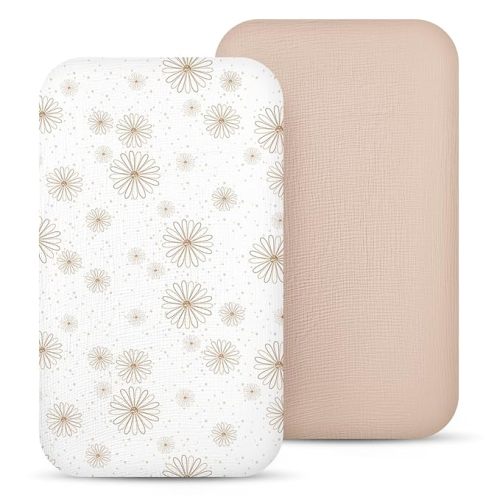 lulumoon Muslin Bassinet Sheets Baby: Cotton Bedside Sleeper Bassinet Sheets Fitted for Boys and Girls