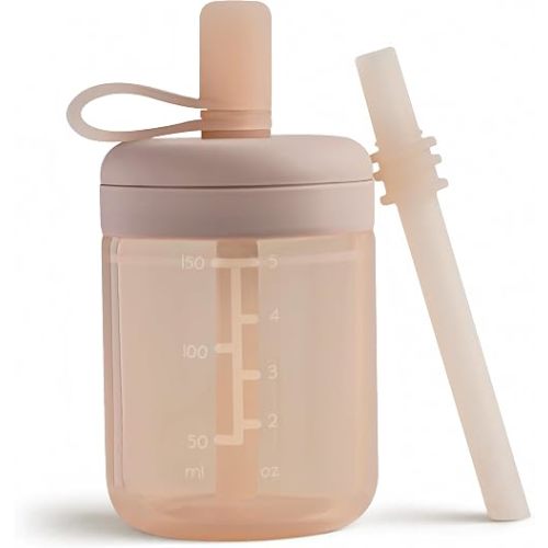 Moonkie Baby Training Cup Silicone Straw Cup | BPA-Free Drop-Proof Sippy Cups for Infants Toddlers and Kids 6 Months+ | 5 oz, 1pack, DX-BTC-01