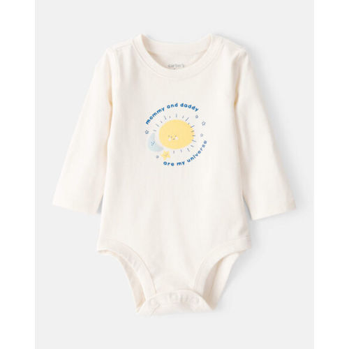 Baby "Mommy & Daddy Are My Universe" Cotton Long-Sleeve Graphic Bodysuit - Ivory | Carter's