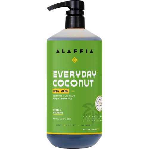 Alaffia Body Wash, EveryDay Coconut – Purely Coconut Gentle Skin Cleanser for Normal to Dry Skin, 32 Oz