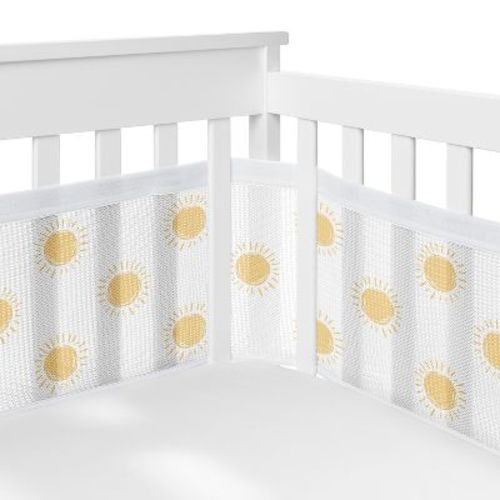 Sweet Jojo Designs + BreathableBaby Boy, Girl, Unisex/Gender Neutral Breathable Mesh Crib Liner Baby Nursery Boho Sun Orange and White