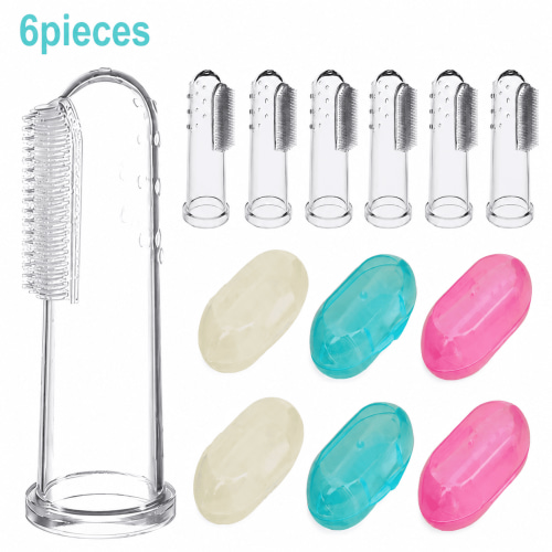 Emlimny Baby Finger Toothbrush, Soft Silicone BPA-Free, Newborn Oral Care, Teething Training, 6 Pieces